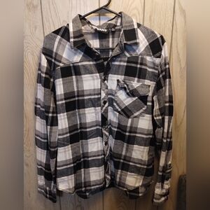 Vans Black and White Plaid Button-Up Shirt